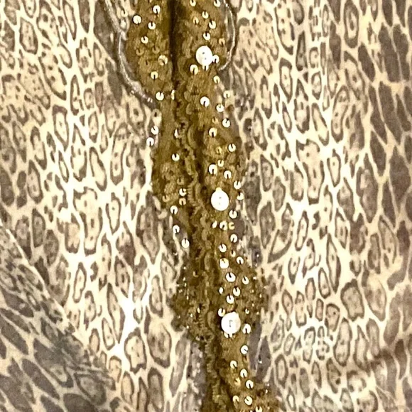 Together Leopard-like V Neck Button up Long Sleeve Sweater Sz Small - Picture 2 of 6